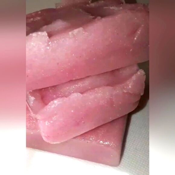 HAND crafted organic French Rose Sugar scrub soap bar - Picture 4 of 11